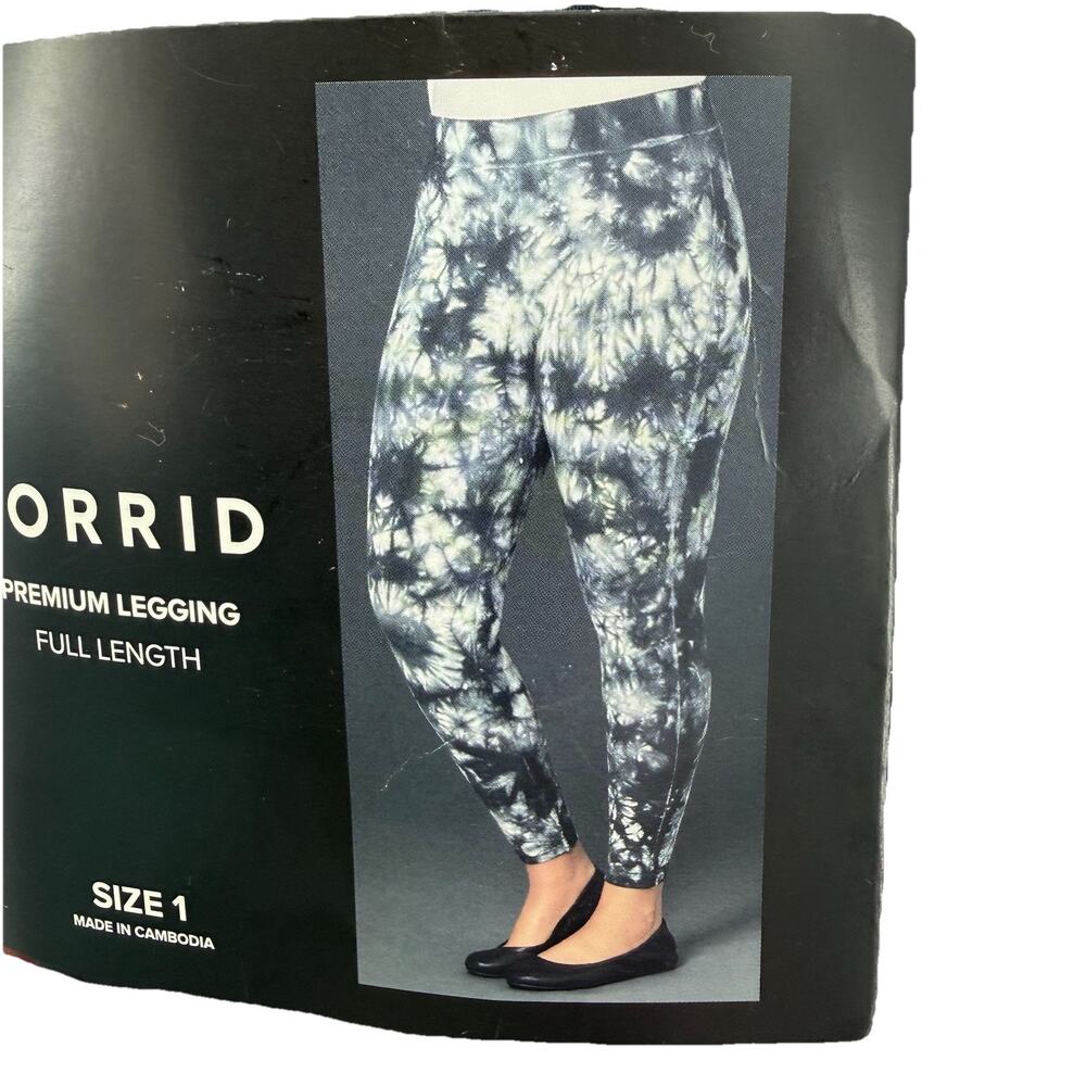 TORRID SIZE 1 (1X) Premium Full Length Black & White Tie-Dye Leggings NWT